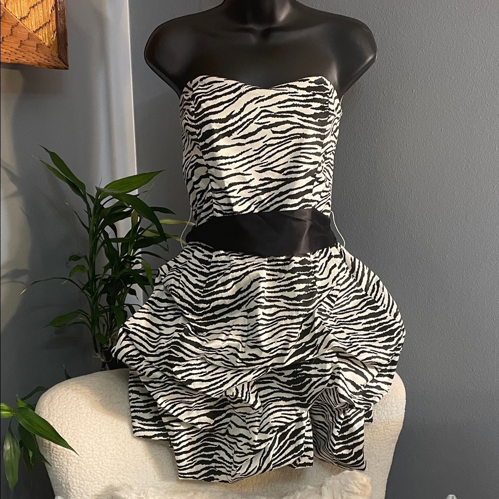Teeze Me Black and White Strapless Dress